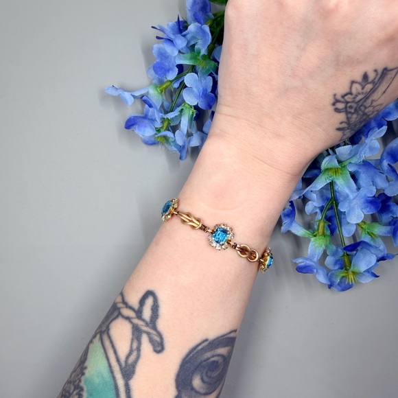 12K 1/20 GF Vintage Austrian Crystal Tennis Bracelet - Picture 7 of 8